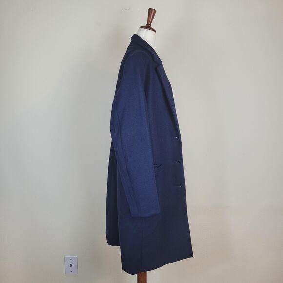 Amazon Essentials Coat Medium Navy Wool Blend Long Overcoat Oversized NEW - Picture 4 of 9